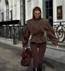 Solid Lace Up Short Trench Coat Lady Chic Stand Collar Wide Shoulder Full Sleeve Loose Coats Daily Casual Windbreaker