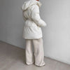 Winter Casual Lace-up Waisted Hooded Mid-Length Jacket For Women Solid Color Thickened Cotton Coat 1A1207