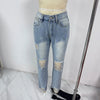 Women's Slim Jeans Casual Ripped Denim Pants Spring Autumn Office Lady Work Trousers High-waisted Straight Jeans