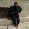 Edgy Stand Collar Woolen Women Coat Street Loose Long Sleeve Button Black Female Jacket Casual Autumn Winter Lady Outwear