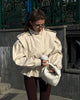 Women Solid Lace Up Lapel Jacket Casual Full Sleeve Wide Shoulder Waist Cinching Coats Autumn Office Commute Outwear