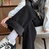 Autumn Winter Loose All-match Corduroy Pants Elastic Waist Solid Fleece Casual Straight Pants Vintage Women Clothing