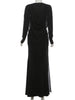Elegant Shawl Patchwork Dress Women Swing Bandage Ruched Sexy Evening Prom Party Stretch Slim Maxi Bodycon