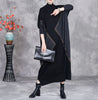 Woman Autumn Mock Neck Loose Long Sleeves Dress Chinese Style Contrast Batwing Sleeve Casual Dress