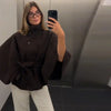 Women's Poncho Coats Vintage Stand Collar Belt Button Lace Up Full Sleeve Overcoat Female Autumn Lady Streetwears
