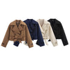 women's British wind trench coat style double-breasted long sleeve belt lapel jacket short coat