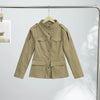 Women's Jacket Slim Fit Stand Collar Tailored Epaulets Flap Pockets Single Breasted Button Down Blazer Coat Spring Outwear