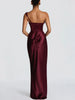 Elegant Satin One Shoulder Ruched Women Maxi Dress Sexy Low Chest Backless Bandage Cinched Waist Mermaid Evening Dresses