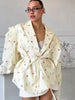 Elegant Commute Suit jacket Female Lace-Up Loose Pocket Patchwork Lapel Party Looks Outwear For Women Bandage Coat jacket