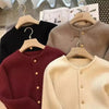 Crew neck 100 pure cashmere cardigan small fragrant coat women's spring and autumn loose wool knit sweater