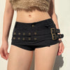 Punk Style Metal Buckle Ultrashort Pants Mall Goth Low Waist Skinny Shorts Cyber Y2K Streetwear Women Alt Pants