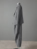 Gray 3 Piece Set Women's Lapel Blazer Short Vest High Waist Drawstring Wide Leg Pants Suit Autumn