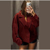 Red Suede Lapel Moto Jacket Oversized Zipped Long Sleeve Autumn Women Streetwear Biker Coat Versatile Lady Jaqueta
