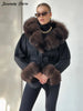 Elegant Faux Fur Thicken Jackets Women's Long Sleeves Pockets Patchwork Belts Hoodie Coat Winter Chic Warm Outerwear
