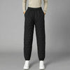 Women Winter Warm Down Cotton Pants Padded Quilted Trousers Elastic Waist Casual Trousers