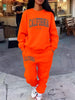 2 Pcs Hoodies Set Women California 1850 Letter Print Sweatpants Fleece Pocket Sweatshirt Jogging Outfits Winter Loose Clothes