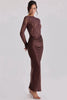 Off Shoulder Lace Satin Maxi Dress Women Elegant Long Sleeve Ruched Bodycon Mermaid Evening Club Party Formal Dress
