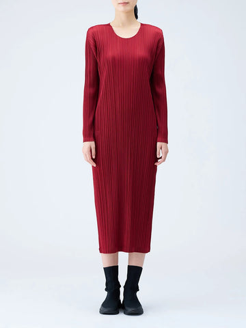Pleats Please Long Sleeve Round Neck Women Dress Causal Elegant Ladies Clothes