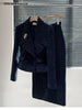 Autumn Winter Tweed Women's Suit High End Elegant Lapel Long Sleeve Short Jacket + Split Slim Skirt Solid Color 2 Piece Set