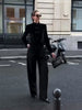 Elegant Women's Velvet Blazerjacket Frog Button Long Sleeve Slim Black Short Coat Spring Female Street Outerwear