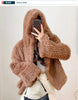 Real Rabbit Fur Hooded Coat Long Sleeve Women Casual Loose Knitted Genuine Fur Jacket With Hood Female Natural Fur Outwear
