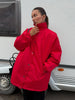 Women Red Oversized Puffer Coats Stand Collar Single-breasted Elastic Cuff Loose Warm Winter Coat Lady Autumn Casual Chic Jacket