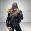 Wool Collar Hooded Cotton Women's Jacket Zipper Elastic Hem Long Sleeve Pocket Women Winter Coats Autumn Short Jacket For Ladies