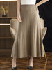 Women Autumn Winter Wool Skirt Long Pleated Skirt 100% Merino Wool Knitwear Grace Soft Dress Korean Style Skirt