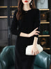 Round Neck Cashmere Dress Women's Long Pullover Sweater Autumn Winter Knitted Knee-Length Pure Wool Dress JJ396