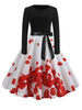 Harajuku Vintage Woman Music Note Print Elegant Party Dress Casual Women's Retro Long Sleeve Spring Autumn Midi Dresses