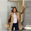 Elegant Solid Faux Fur Spliced Coat Women Lapel Long Sleeve Tassel Plush Outerwear Fall Winter Warm Streetwear