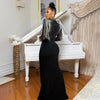 Women Mesh See Through Long Sleeve Diamonds Rhinestones Mermaid Long Dress Fall Evening Sexy Party Dresses Vestidos