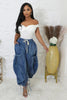 Women Streetwear Drawstring Fly Denim Pants Autumn Loose Safari Style Cargo Harem Hip Hop Jeans