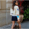 Chic Embroidery Pink Lace Up Woman Short Coat Casual Long Sleeves V Neck Jacket Autumn Lady Commuter Street Outerwear