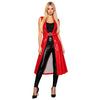 Adults Womens Glossy Open Front Long Jackets with Belt Long Trench Coat Blazer Lapel PU Leather Overcoat Streetwear Clubwear