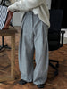 High Waist Brown Striped Pleated Long Thick Wool Wide Leg Pants Trousers Women Tide Autumn Winer 1DH7548