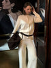 Women's Autumn Winter Knit Cardigan Pants Set Slim Fit Long Sleeve Long Trousers Simple Solid Color Sweater Suit
