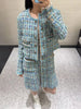 Elegant Women Tweed Jacket Long Sleeve Single Breasted Plaid Short Coat Spring Autumn Office Ladies Designer Outerwear