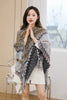 Ethnic Style Cape Oversized Sweater Jacket Women Loose Patchwork Warm Long Scarf Knitted Cardigan Woman