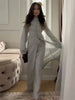 Spring Women Dress Set Minimalist Stand Collar Knot Button Slit Hem Long Dresses All-match Skirts Lady Street Gown