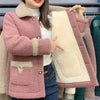 Winter Lambswool Coat With Velvet Padded Mother Fur Coat Woman Parkas Cotton Clothes Female Outerwear 5XL