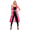 Adults Womens Glossy Open Front Long Jackets with Belt Long Trench Coat Blazer Lapel PU Leather Overcoat Streetwear Clubwear