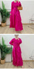 Ruffles Pleated Dress Women Round Neck Flare Sleeves Solid Maxi Belt Dresses Party Spring 2AA1502