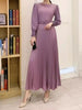 Pleated Dress Women Long Dresses A Line Round Neck Long Sleeve Party Maxi High Waist Belt Slim Sexy Elegant Splice Vestidos