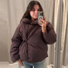 Crop Brown Outerwears Women's Winter Jacket Lace-Up Long Sleeve Quilted Jacket Woman Lightweight Padded Jacket