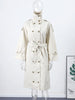 Women's Trench Coat Double Breasted Stand Collar Epaulet Lace Up Long Windbreaker Office Lady Autumn Winter Solid Slim Outerwear