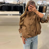 Casual Patchwork Women Coat Elegant Long Sleeve Stand Collar Pleated Female Outwear Autumn Winter Lady Streetwear