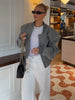 Double Zip Rib Collar Women Cropped Jacket Long Sleeve Side Pockets Loose Oversized Solid Autumn Coats Daily Chic Jackets