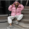 Solid Hooded Padded Jacket Women's Warm Long Sleeve Oversized Jacket Autumn Winter Lady High Street Outerwear