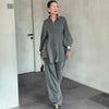 Autumn European American Women's Clothing Casual Denim Loose Shirt Long Pant Sets